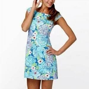Lilly Pulitzer Allura May Flowers Floral Cap Sleeve Cotton Sheath Dress Size 4